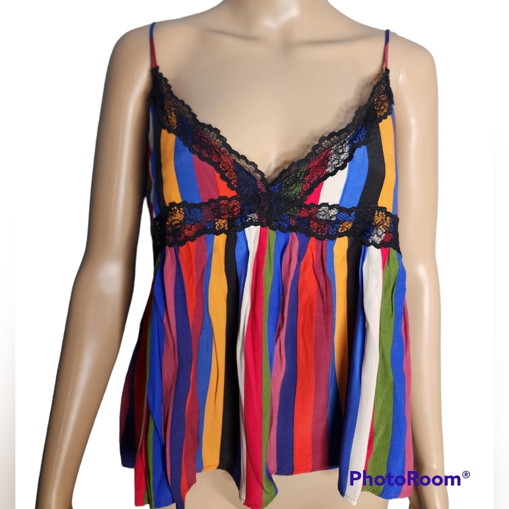 Trf ZARA  collection women's strip multi spaghetti strap top size M